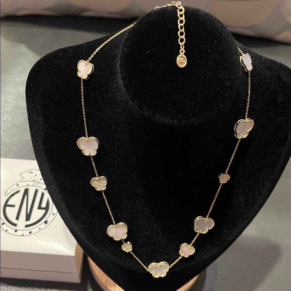 Effy Mother of Pearl Butterfly Necklace & Diamond in 14K Yellow Gold